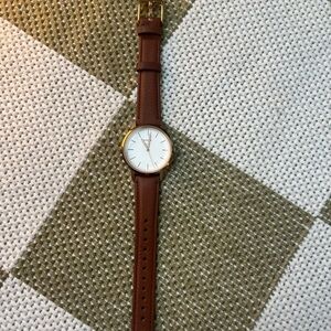 Fossil Brown Leather Strap Watch with White Dial